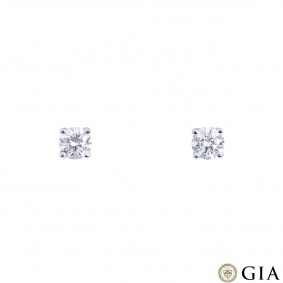 White Gold Diamond Stud Earrings 0.82ct TDW F/VS1